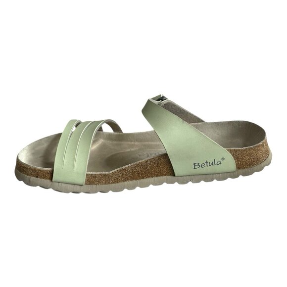 Betula Birkenstock Slide Sandals Light Green Leather Narrow Flats Womens Size 11 - Picture 6 of 8